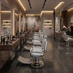 Vintage Reclining Heavy Duty Barber <b>Chair</b> PU Leather Seat <b>Silver</b> Frame Minimalist Design Professional Hydraulic Pump 360 Degree - Product Image 5