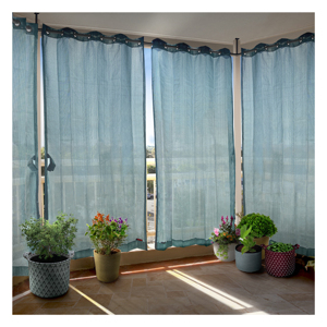Cool Blue HDPE Eyelet Outdoor <b>Curtains</b> with Airy Light Filtering Fabric and Refreshing Coastal Style for Elegant Balcony - Product Image 1