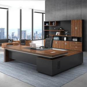 ชุดโต๊ะและเก้าอี้สำนักงานแบบเรียบง่ายทันสมัยสามารถยืดออกได้สไตล์แผงไม้แบบใหม่ทนทานสำหรับโต๊ะผู้จัดการผู้จัดการ - Product Image 1