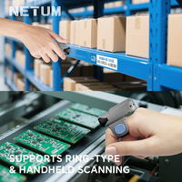 Lector de Códigos de Barras Portátil NETUM, Escáner de Anillo RFID con Bluetooth, Escáner de Códigos de Barras Inalámbrico 1D 2D para Dedos, Productos en Stock