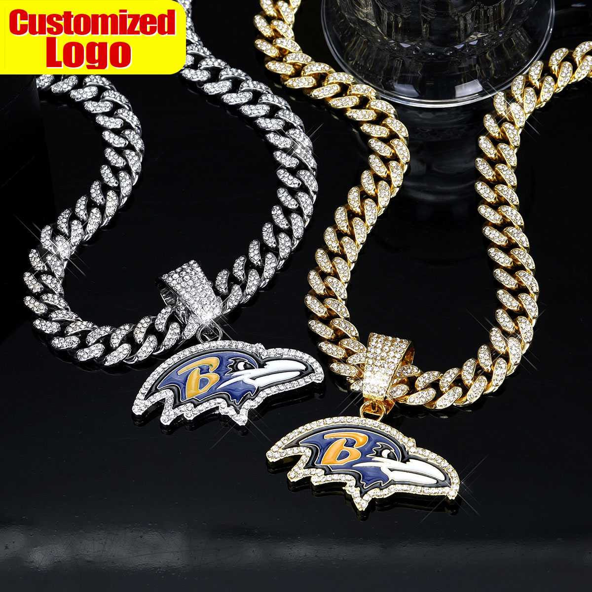 Design Sport Baltimore Ravens Necklace and Cuban Link Pendant for Fashion Chains Fine Jewelry Online Shopping for Hip Hop