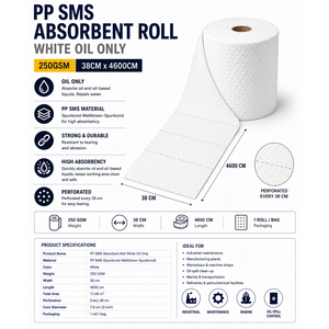 ม้วนดูดซับน้ำมันสีขาวไลท์ โพลีโพรพิลีน 100% ขนาด 38 ซม. x 4600 ซม. - Product Image 2