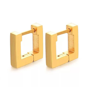 Geometric Square Hollow <b>Clip</b>-on Earrings 15mm Stainless Steel Fashionable Couple <b>Ear</b> <b>Clips</b> For Women - Product Image 3