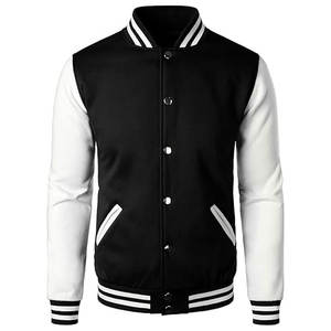 Chaqueta universitaria de béisbol personalizada OEM del fabricante, chaqueta de cuero para de manga larga Hombre con bordado de tela de alta calidad, directo de invierno - Product Image 1