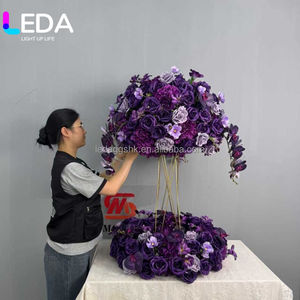 LEDA Centres de table de mariage Décorations de table 60 cm Centres de table floraux en roses Boule de fleurs artificielles violettes - Product Image 1