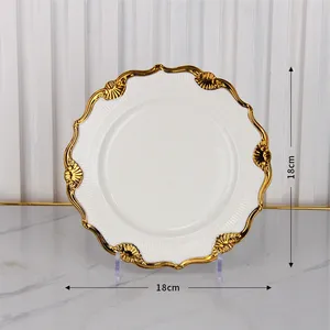 RY004 High End Porcelain Kitchenware Gold Rim Oval Charger Plates Ceramic Sealable Tank Soup Pot And Bowl Set