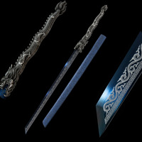Épée horizontale de la dynastie Tang en acier au manganèse, longue, style ancien, épée de film, Dragon Swallow, faite à la main, vente en gros, armes à feuilles plates