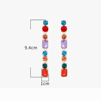 Mode exagération plein strass longs glands boucles d'oreilles pour les femmes géométrie coloré cristal pendentif goutte boucles d'oreilles bijoux