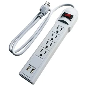 American Type Electrical Extension Socket 4 Way 110/220 Volt USA 3 Pin Standard Grounding with Switch Power Strip with USB