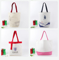 Nouveau chaud en gros 100% coton blancs Sublimation lin sac fourre-tout Colorblock saint valentin cadeaux sac à provisions