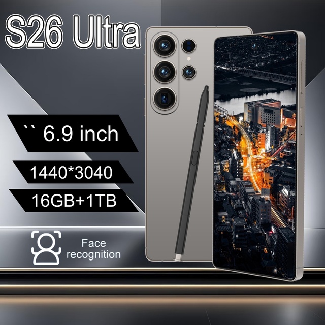 Factory Wholesale S26 Ultra Smartphone 6.9 Inch High Quality Android 15 Deca Core CDMA Face Unlock 16GB+1TB Storage 108MP HD 5G