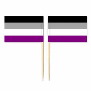 四色黑灰色白色紫色2.5*3.5*6.5厘米无性印花竹签齿挑旗，发货快