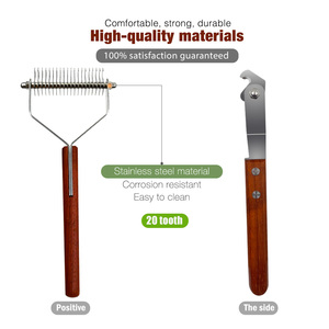 Thân Thiện Với Môi Gỗ Xử Lý Vật Nuôi Tóc Chải Chuốt Công Cụ Undercoat <span class=keywords><strong>Rake</strong></span> Con Chó Và Mèo <span class=keywords><strong>Dematting</strong></span> Lược - Product Image 4