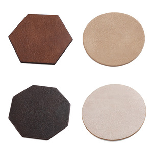 Pu Leather Coaster 10cm Round <b>Waterproof</b> Heat Insulating Tea Mat For Table Dining <b>Set</b> - Product Image 1