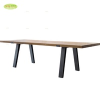 Table basse en bois massif design moderne, table à manger en fer et bois / Table basse en noyer à bord naturel pour restaurant