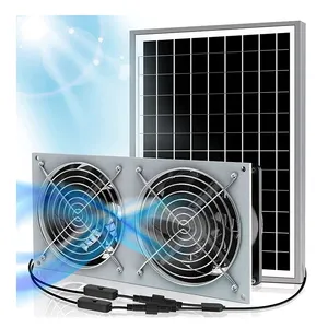 促进室内空气循环，排出室内热空气，保持室内凉爽15瓦太阳能电池板，带双4.7英寸风扇