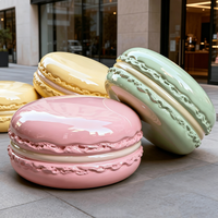 Statue décorative artistique en fibre de verre, grande taille, pour extérieur, thème alimentaire, série desserts (donut, crème glacée, macaron), peinte à la main, pour centre commercial