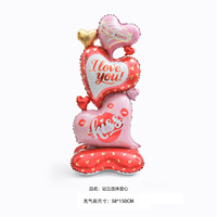 Grand ballon en aluminium en forme de cœur d'ours avec base épaisse pour la Saint-Valentin, idéal pour les propositions et les décorations de déclarations d'amour