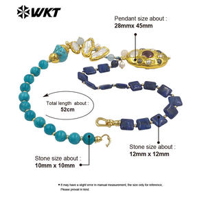 WT-JN359 Harika ve Trend Doğal Taşlar ve İnciler, Altın Kaplama Büyük Kolye Uçları ile Birleştirilmiş Kadınlar İçin Boncuklu Kolye - Product Image 6