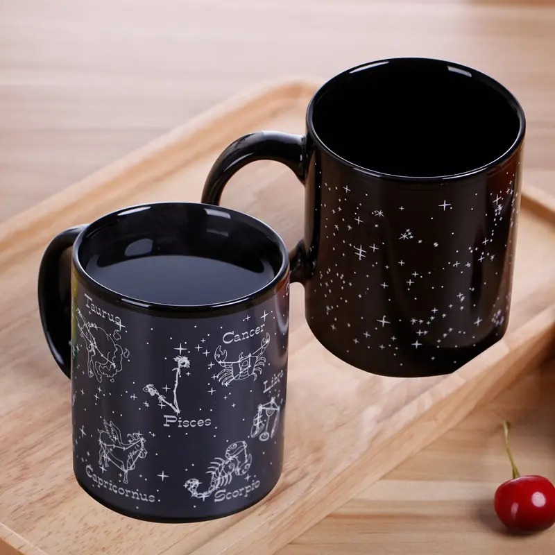 Custom 11OZ logo printed black color change mug ceramic sublimation magic mug