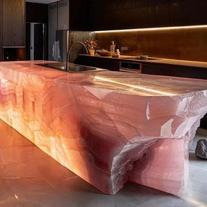 Dalle de marbre onyx rose à transmission de lumière moderne de luxe pour panneau mural rétroéclairé, comptoirs de cuisine, lavabo - Product Image 3