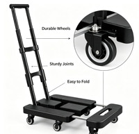 Chariot de plateforme pliable portable Xinanda, robuste, avec base extensible, 6 roues, pour bagages, étudiants, coursiers, déménagement, courses