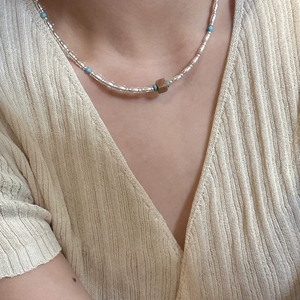 <span class=keywords><strong>FY</strong></span>- 32 tl45 S925 in argento Sterling versione coreana Design nicchia collana di perline turchese stile Vintage personalità alla moda - Product Image 4