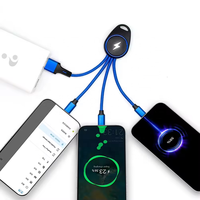 Cadeaux de promotion Câbles de données USB A vers USB C Cordon de chargeur lumineux à LED Câble de charge porte-clés court pour appareils mobiles