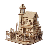 Puzzle 3D en bois, modèle de construction de cabane de pêcheur, fait à la main, à assembler soi-même, jouets éducatifs, ornements créatifs, en boîte, pour les 14 ans et plus