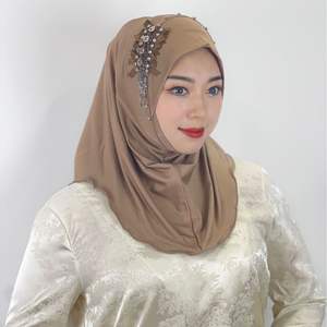 Generoso vestido de novia musulmán con gorro de gasa plisado <span class=keywords><strong>Hijab</strong></span> turbante y Jersey a juego - Product Image 2