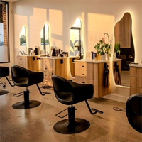 Fauteuil inclinable tout noir robuste 360 ° Chaise de coiffeur pivotante hydraulique pour salon de coiffure, équipement de salon avec structure métallique durable