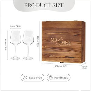Copas de Vino de Cristal para Boda con Grabado de <span class=keywords><strong>Mr</strong></span> & Mrs, en Caja de Regalo de Madera, Venta al por Mayor, en Stock, Regalo de Aniversario - Product Image 4