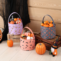 Sacs à bonbons réutilisables personnalisés en gingham matelassé pour Halloween avec poignée – Sacs festifs pour la collecte des friandises à la maison