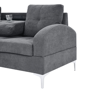 Winforce Factory Outlet moderno soggiorno in velluto tessuto 5 posti ad angolo pouf polifunzionale modulare divano componibile - Product Image 3