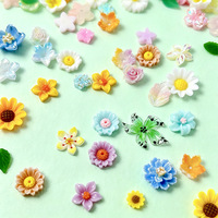50 pièces/sac Mini Accessoires d'Art Ongulaire 3D en Forme de Fleur Style Champêtre Marguerites Roses Fleurs DIY Résine Décoration Colorée pour Ongles
