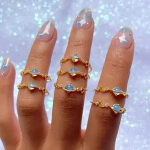 Непотускненные ювелирные изделия, позолоченные кольца, креативный микро-набор планет, циркониевое кольцо на палец