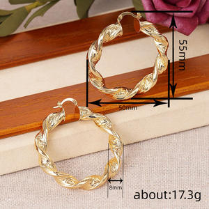 Pendientes de Aro Hb Cole Golden Twisted, Oro Sólido de 18K, Estilo Clásico, para Uso Diario de Mujeres - Product Image 6