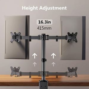 Dual Monitor <b>Desk</b> Mount, Heavy Duty Fully Adjustable Steel Stand, Holds 2 <b>Computer</b> Screens up to 30 Inches and Max 22lbs Each - Product Image 3