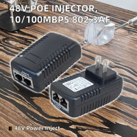 Sunsoont 48V POE Injector Adapter Power Supply 10/100Mbps Sesuai IEEE 802.3af 2 Port Kapasitas Switch 400M Full-Duplex