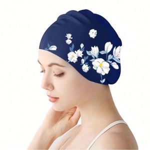 Eco-Friendly Customized Logo Silicone Swim Cap Fashion Print Durable Non-Slip Waterproof Pouch Classical <b>Bath</b> Toilet Supplies - Product Image 1