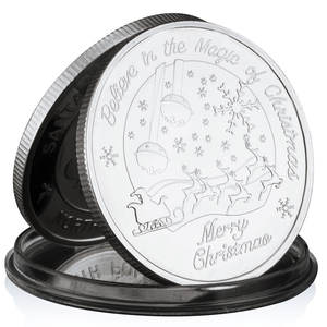 عملات تذكارية لسانتا كلوز من القطب الشمالي مطلية بالذهب والفضة، هدية وتذكار لزينة المنزل في عيد الميلاد - Product Image 5