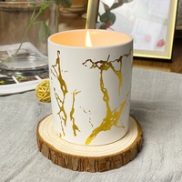 Pot à bougie en céramique de porcelaine blanche noire mate de luxe TC10 avec des bougies parfumées à motif de marbre doré pour les mariages cadeaux de vacances