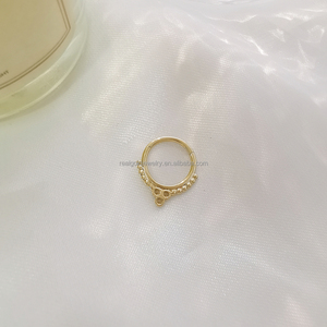 Custom <strong>14K</strong> Solid Yellow Gold Body Jewelry Fashionable Cartilage Earring Clip &amp; <strong>Nose</strong> Ring Piercing Seamless Jewelry - Product Image 4