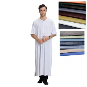 Tr dokuma bükülmüş kumaş suudi arabistan Thobe elbiseler erkekler müslüman elbisesi kumaş pamuk yapılmış