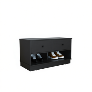 Panca contenitore DEPOT E-SHOP con due cassetti e ripiani aperti, scarpiera nera per arredamento soggiorno - Product Image 1