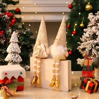 Figura Decorativa de Santa Claus sin Rostro, Estilo Nórdico, Dorada, de Poliéster, para Ventana, 15.7x4.9 Pulgadas, Adorno Navideño para Fiestas