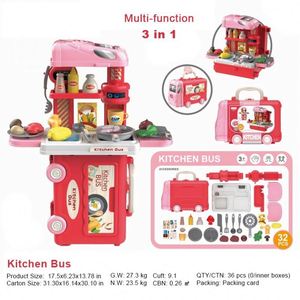 Juego de Cocina y Comida de Juguete Rosa para Niñas, con Armario Grande y Utensilios Realistas - Product Image 4