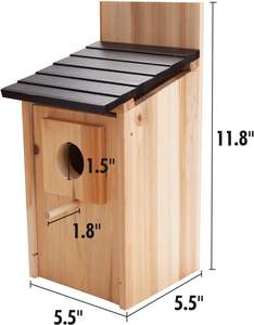 Casa per gli uccelli di cedro colibrì colibrì all'aperto in legno Cottage Design 2 pezzi da giardino gabbia per animali da vivere - Product Image 6