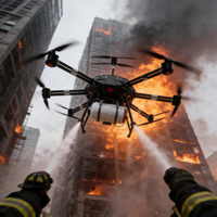 Drone de lutte contre les incendies Shangfei professionnel à longue portée et à forte capacité de levage KQ10FF avec GPS pour pulvérisateur agricole pour la lutte contre les incendies
