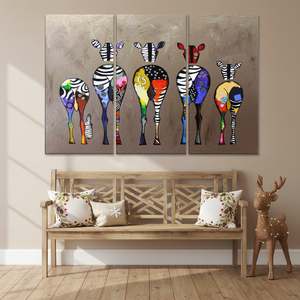 Banksy Zebra Canvas Art : Design d'art pop graffiti imprimé, lot de 3 toiles - Product Image 3